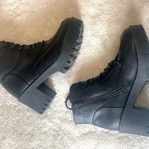 Black Heeled Combat Style Women’s Boots